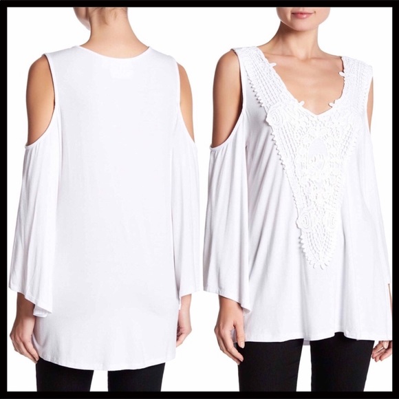 WHITE COLD SHOULDERS KNIT TUNIC SUMMER TOP A3C - Picture 4 of 8